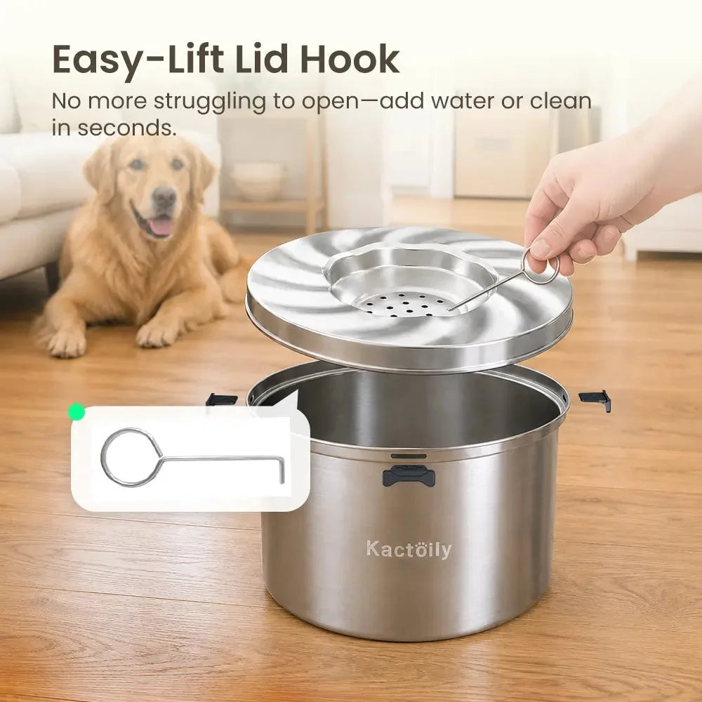 Kactoily Stainless Steel Non Spill Floating Disk Dog Water Bowl