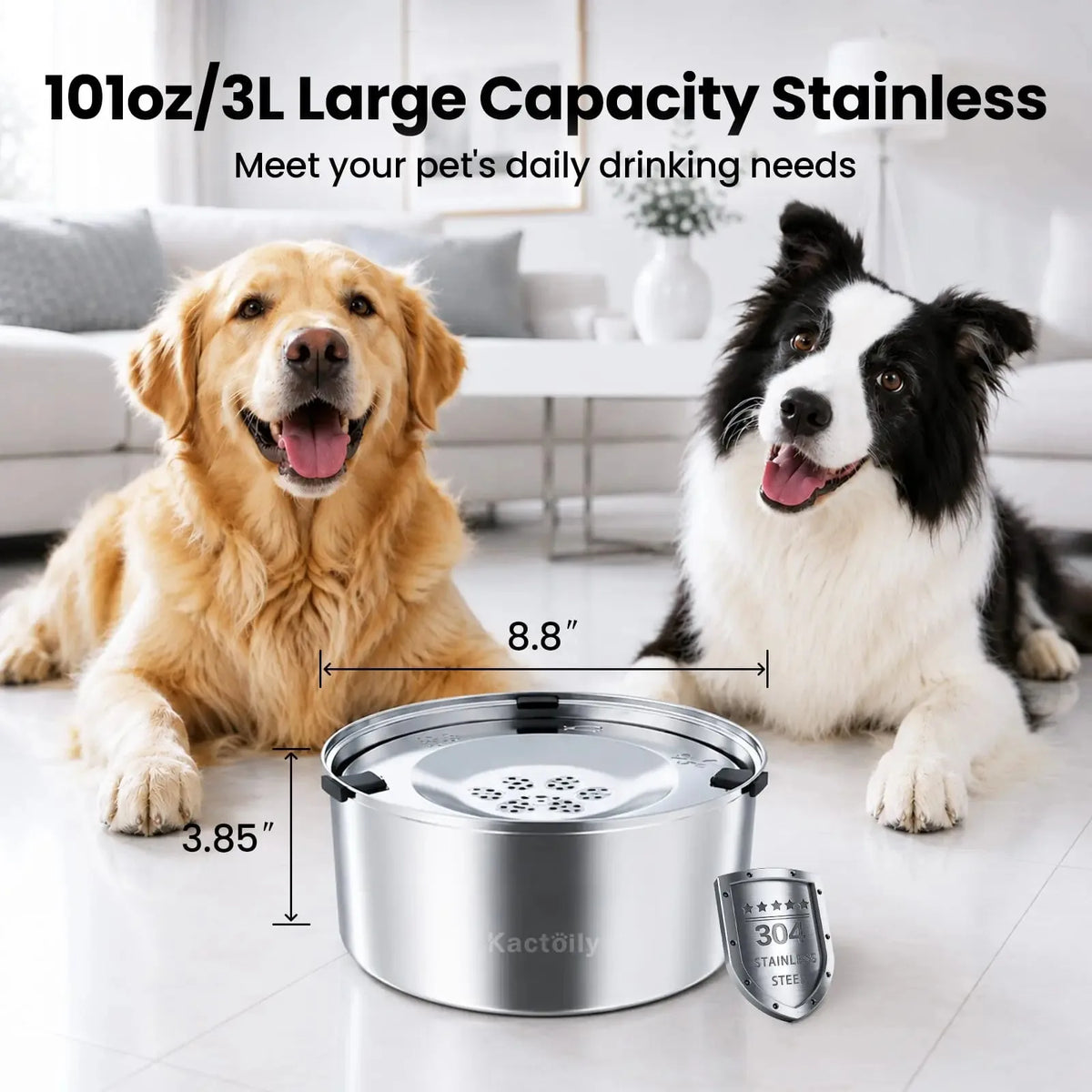 Kactoily Stainless Steel Slow Drinking Dog Water Bowl