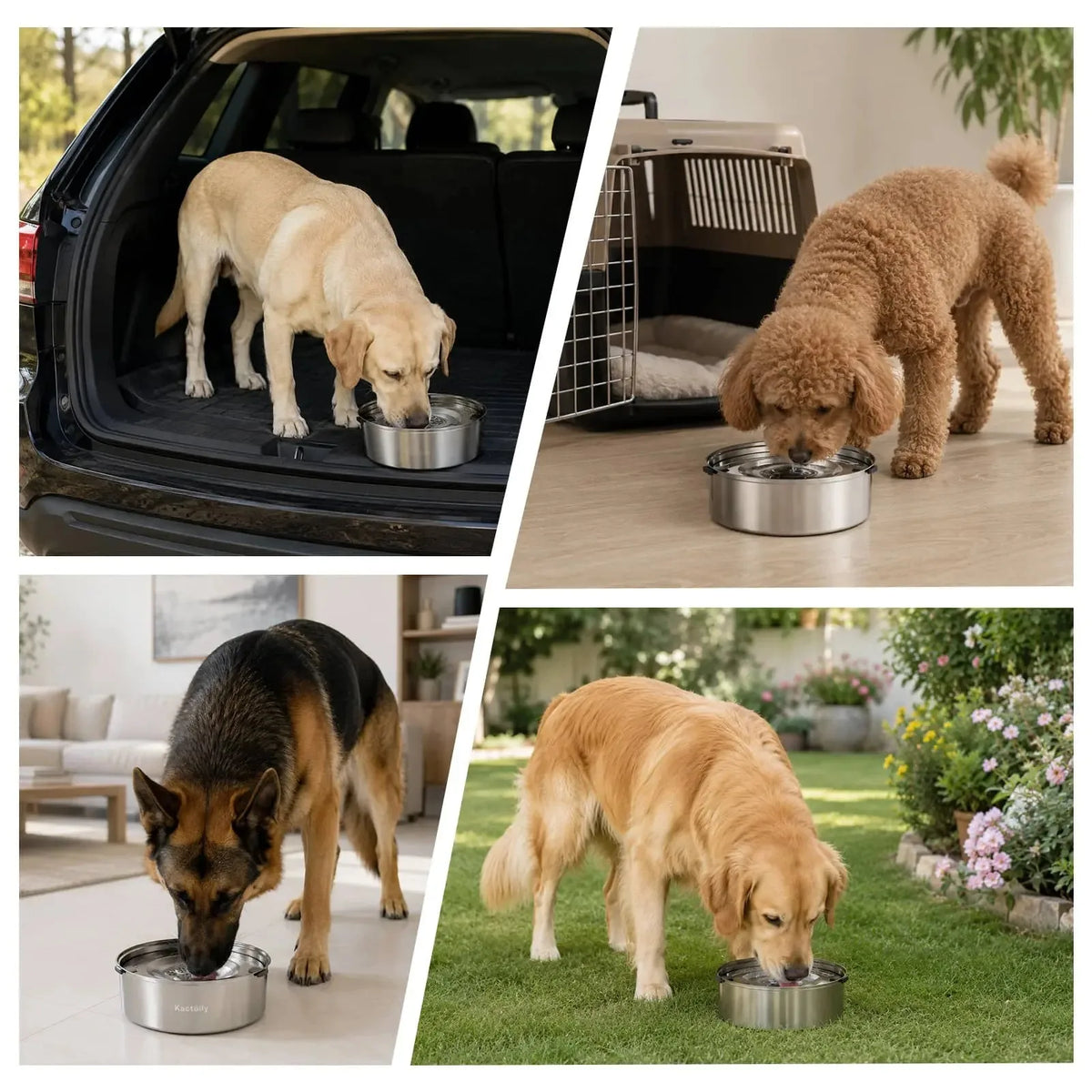 Kactoily Stainless Steel Slow Drinking Dog Water Bowl