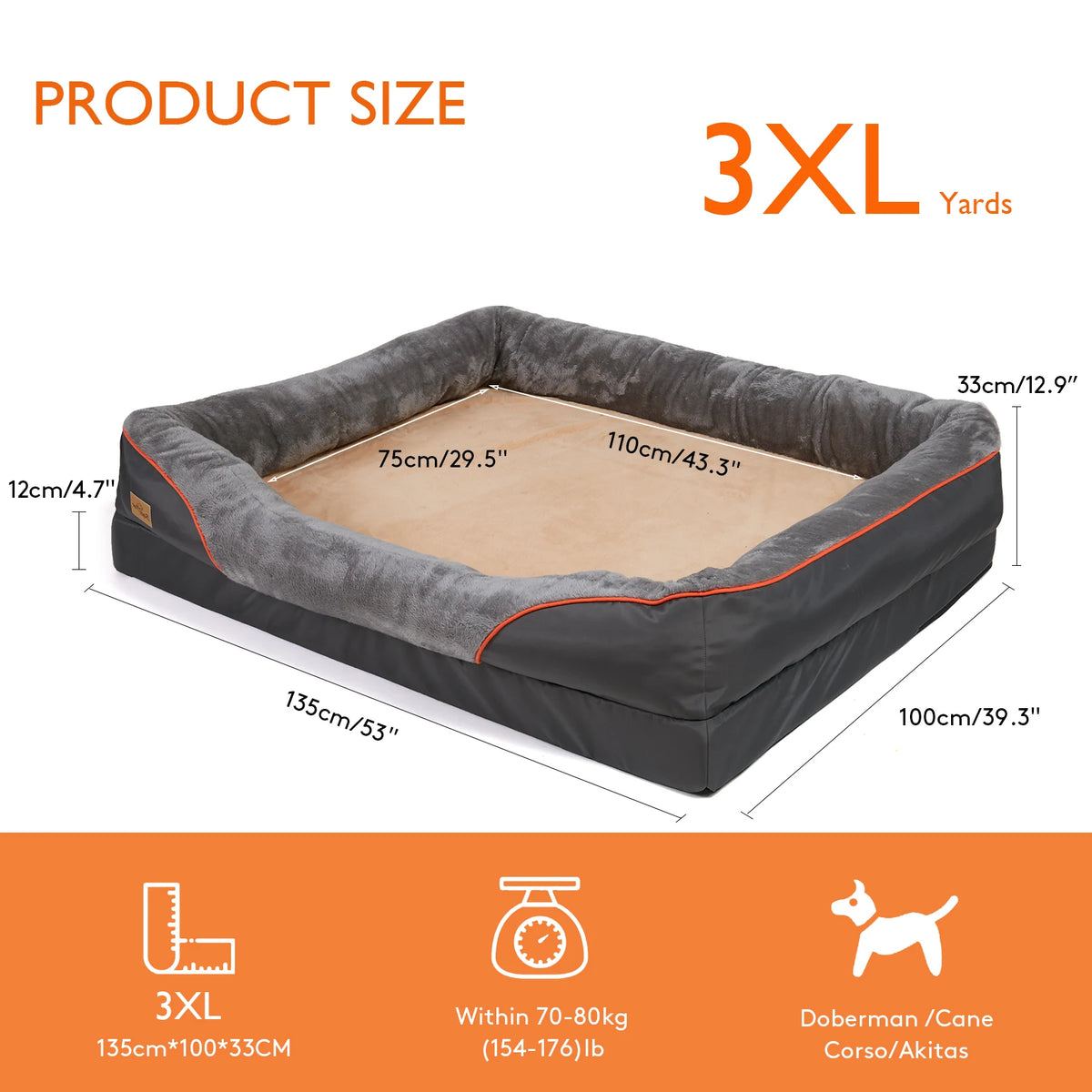 BINGOPAW Soft Comfortable Dog Bed Removable Washable Fleece Cover Waterproof