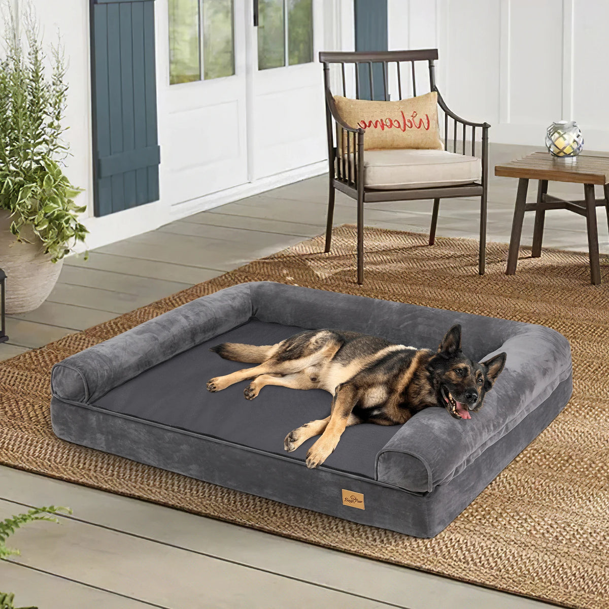 Bingopaw Orthopedic Bolster Dog Bed Waterproof Removable Cover Non Slip