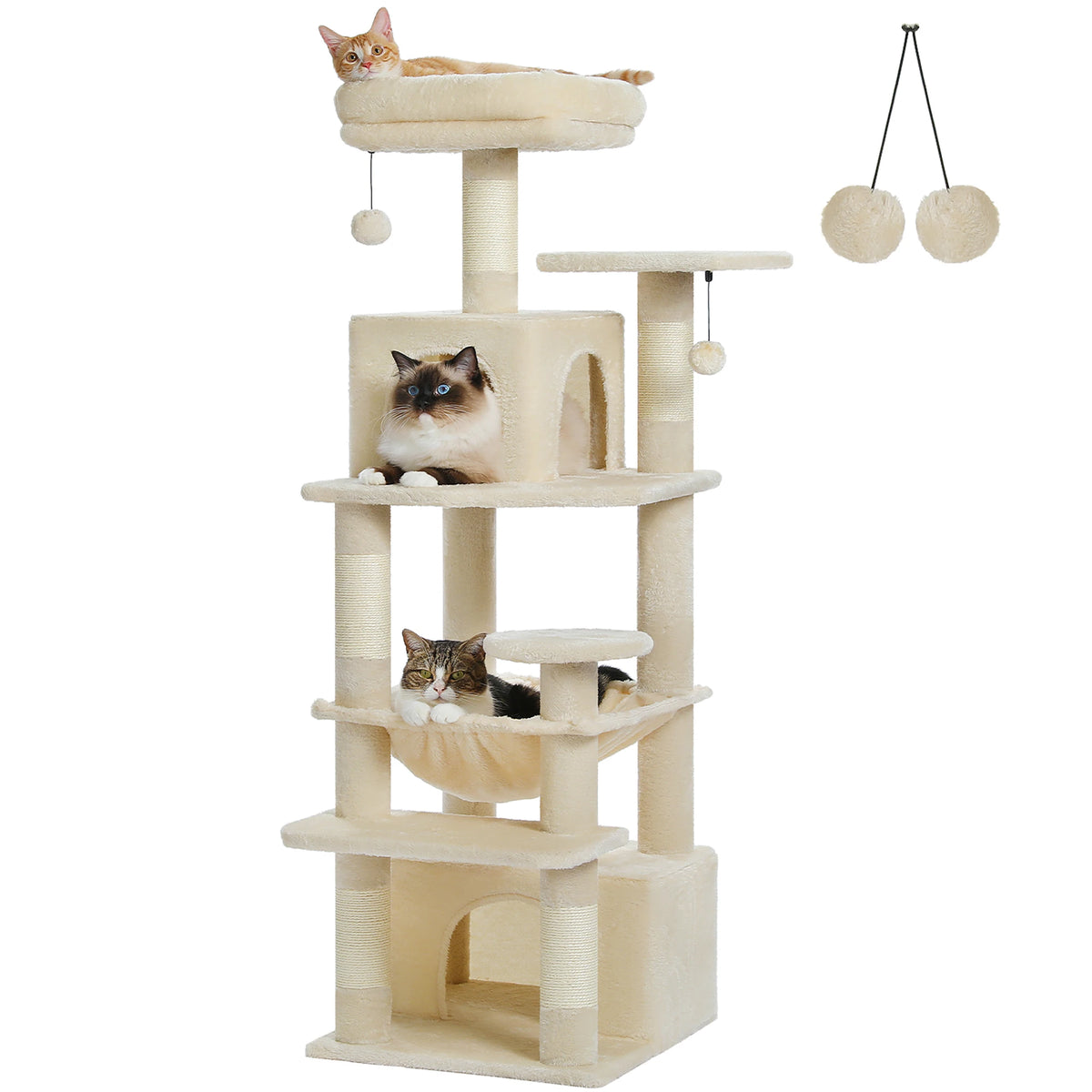 PAWZ Road Indoor Cat Tree Tower With Hammock And Scratch Posts