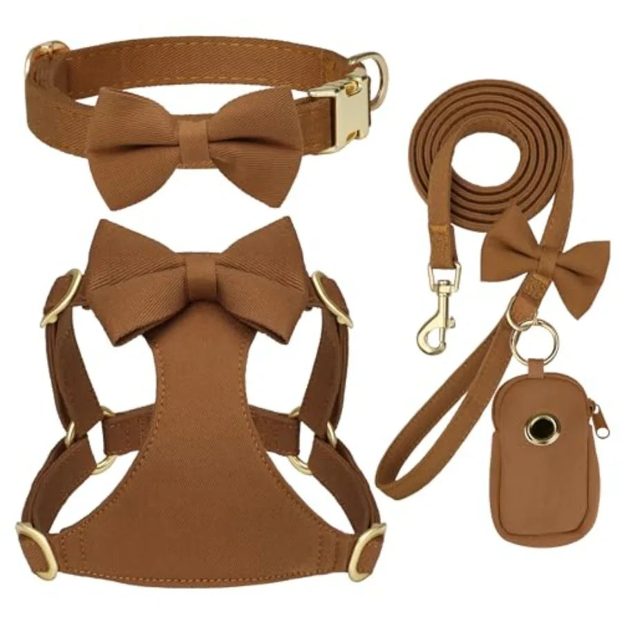 Adjustable Step In Nylon Dog Harness Collar Leash Set