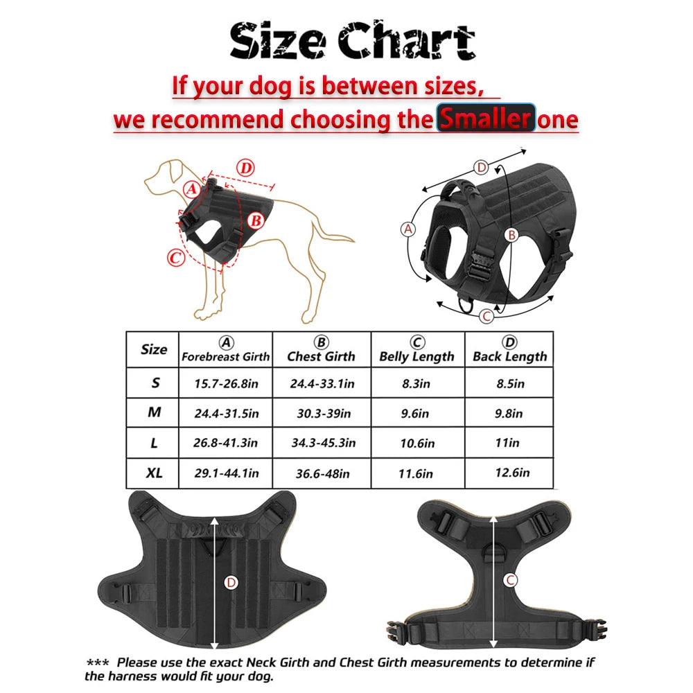 Petravel Tactical Dog Harness Padded Quick Release Buckle Design