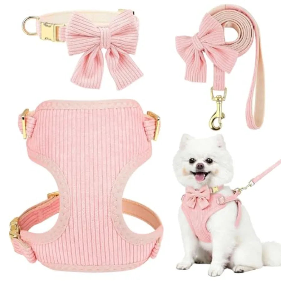 Breathable Cotton Adjustable Dog Harness With Leash Set