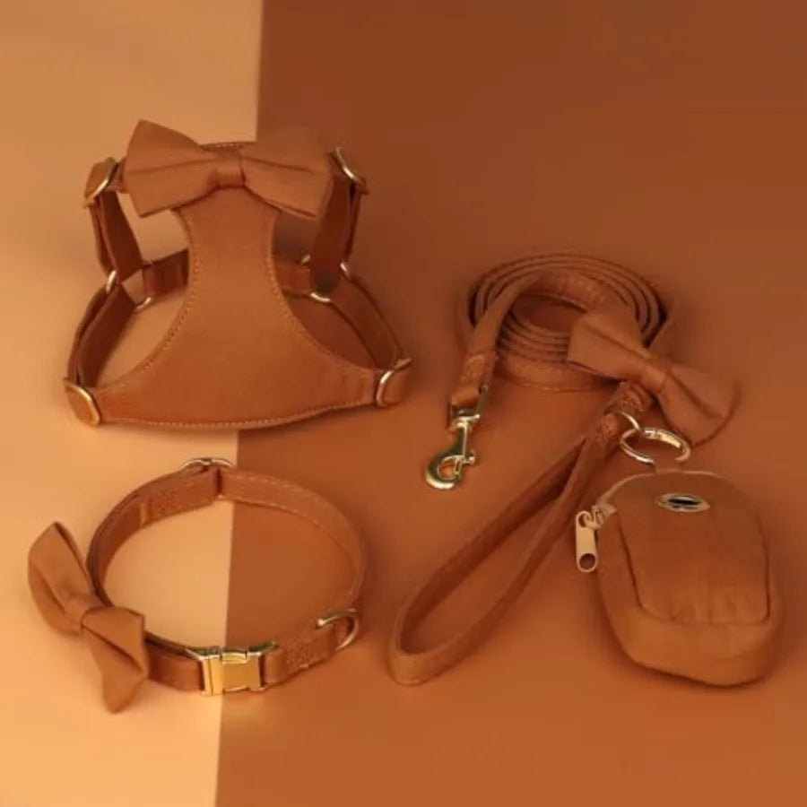 Adjustable Step In Nylon Dog Harness Collar Leash Set