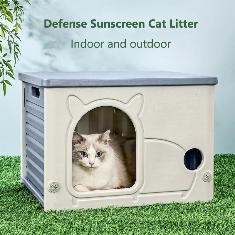 Outdoor Rainproof Plastic Cat House For Pets Seasonal Cozy Nest