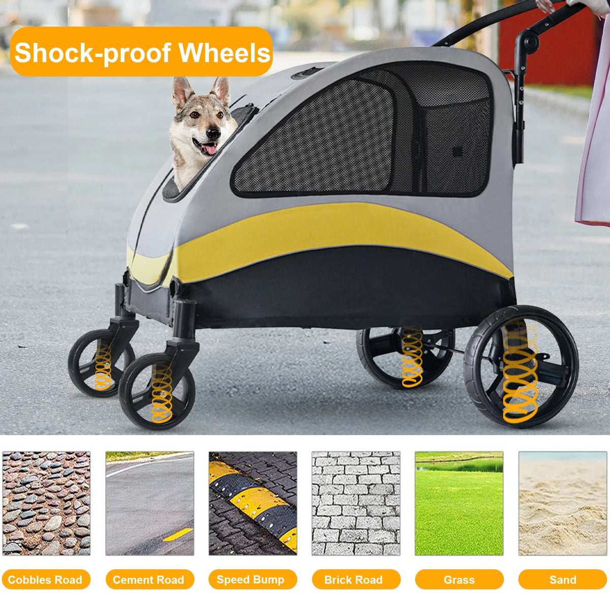 Breathable Foldable Four Wheel Pet Dog And Cat Travel Stroller