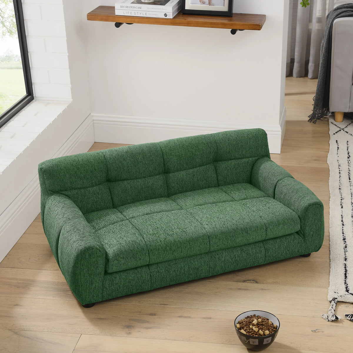 Breathable Linen Pet Sofa With Backrests And Armrests For Dogs