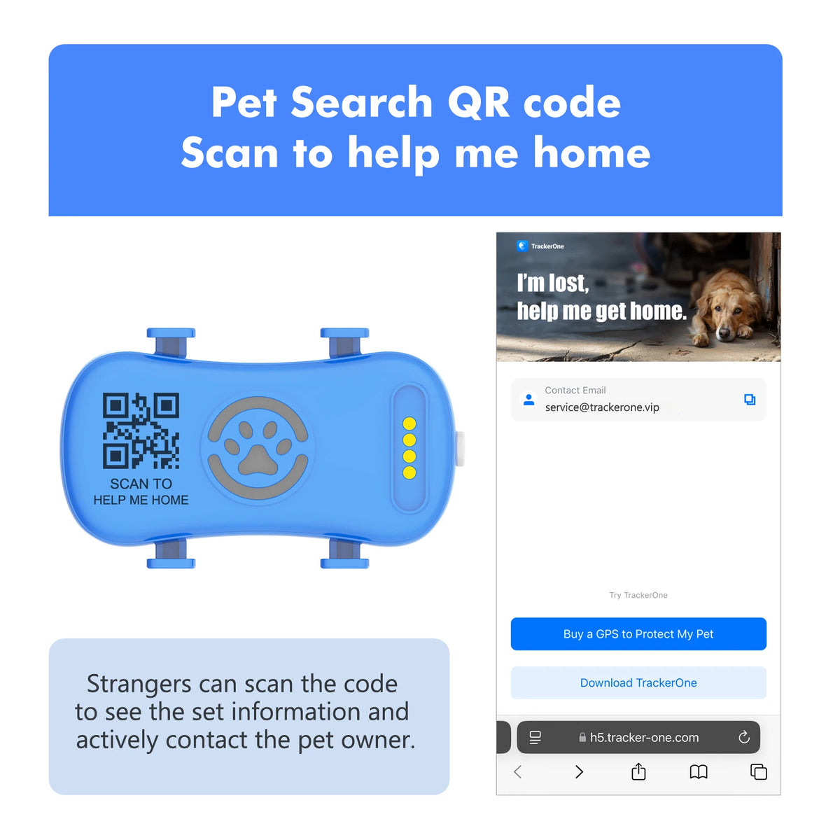 Wanwaytech 4G LTE GPS Pet Tracker Dogs Cats QR Locator