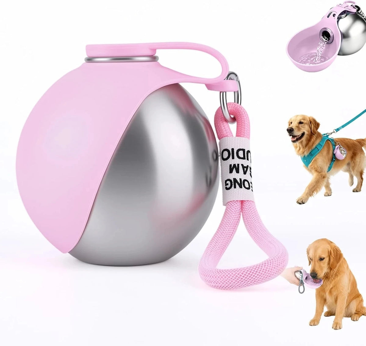 Foldable Stainless Steel Pet Water Dispenser Leak Proof Travel Cup