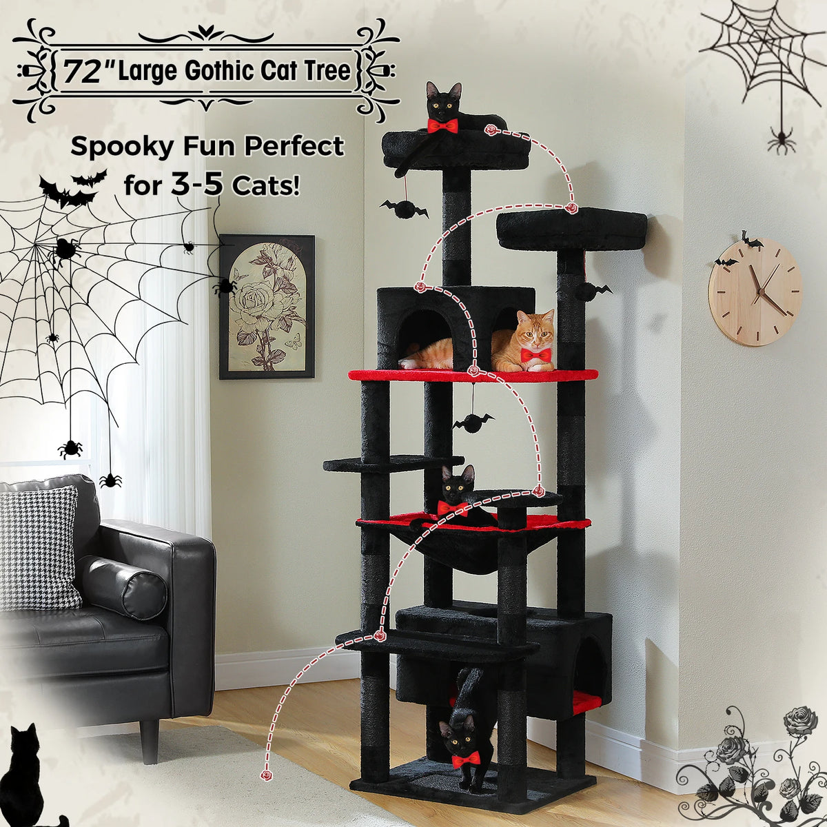 PAWZ Road Indoor Cat Tree Tower With Hammock And Scratch Posts