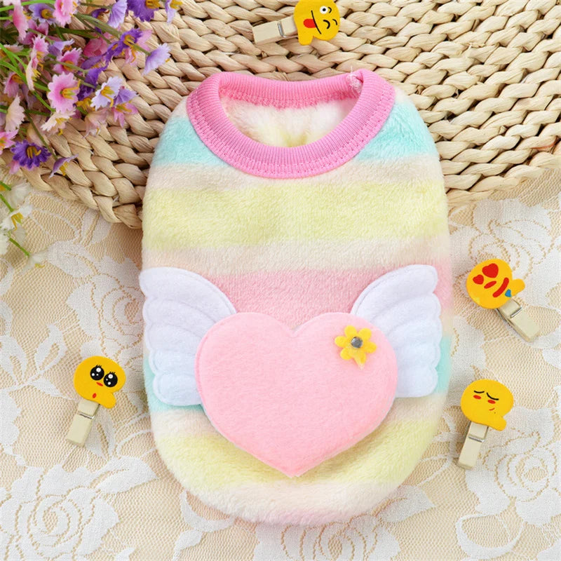 Cute Printed Fleece Sweater for Dogs in Autumn and Winter