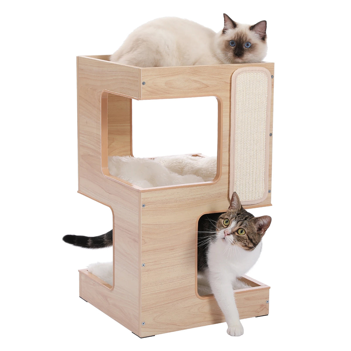 Pawz Road Modern Wood Cat Condo With Integrated Scratching Pad