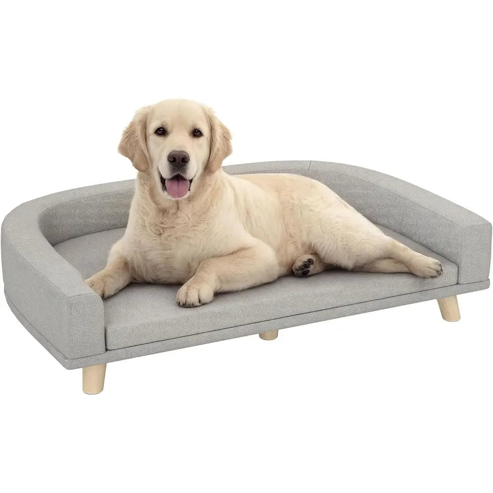 Luxury Dog Sofa Bed With Washable Cover And Wooden Legs