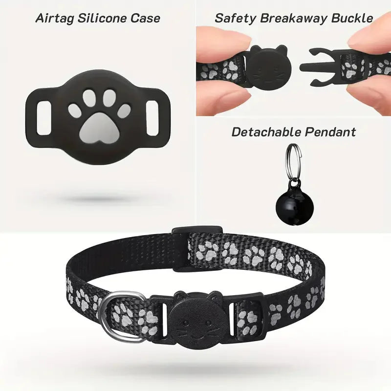 Reflective Breakaway Cat Collar With Paw Design Waterproof Anti-Lost