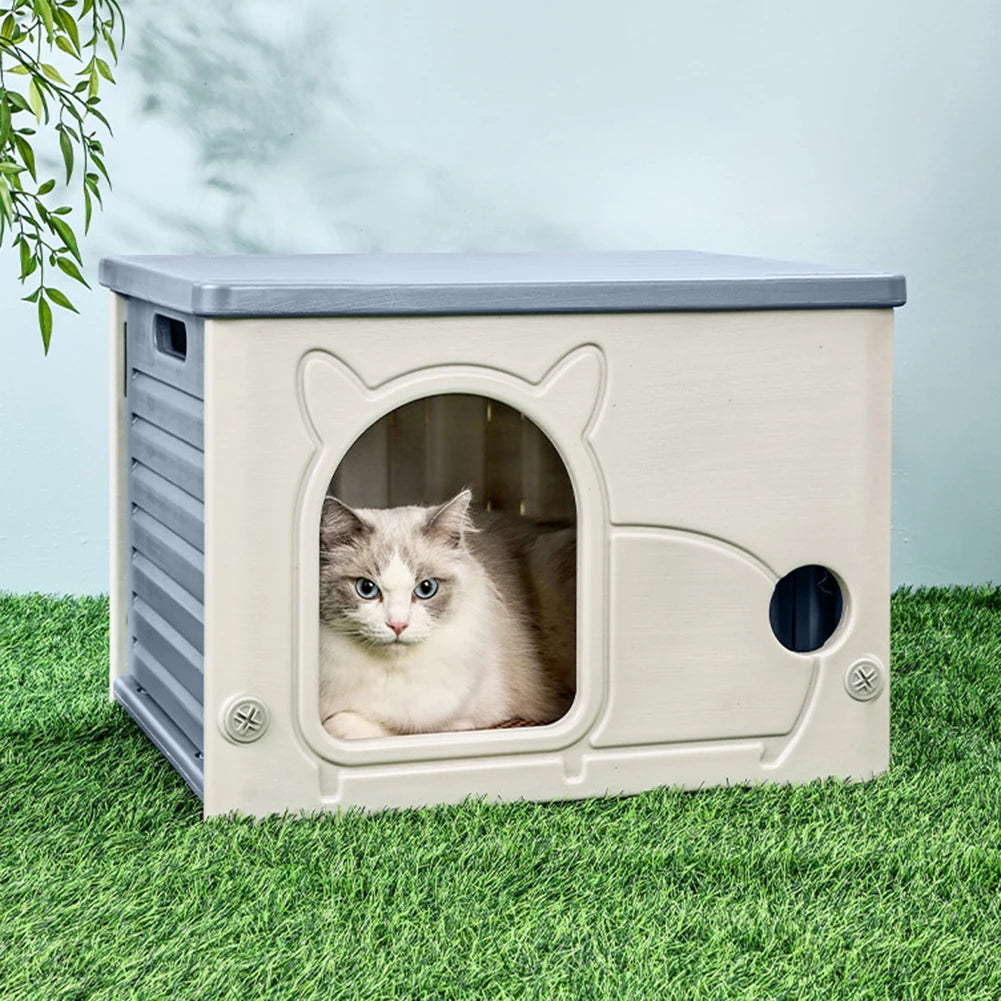Outdoor Rainproof Plastic Cat House For Pets Seasonal Cozy Nest