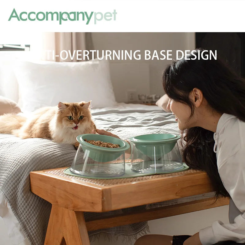 Tilted Raised Cat Bowl Non Slip Base And Removable Tray