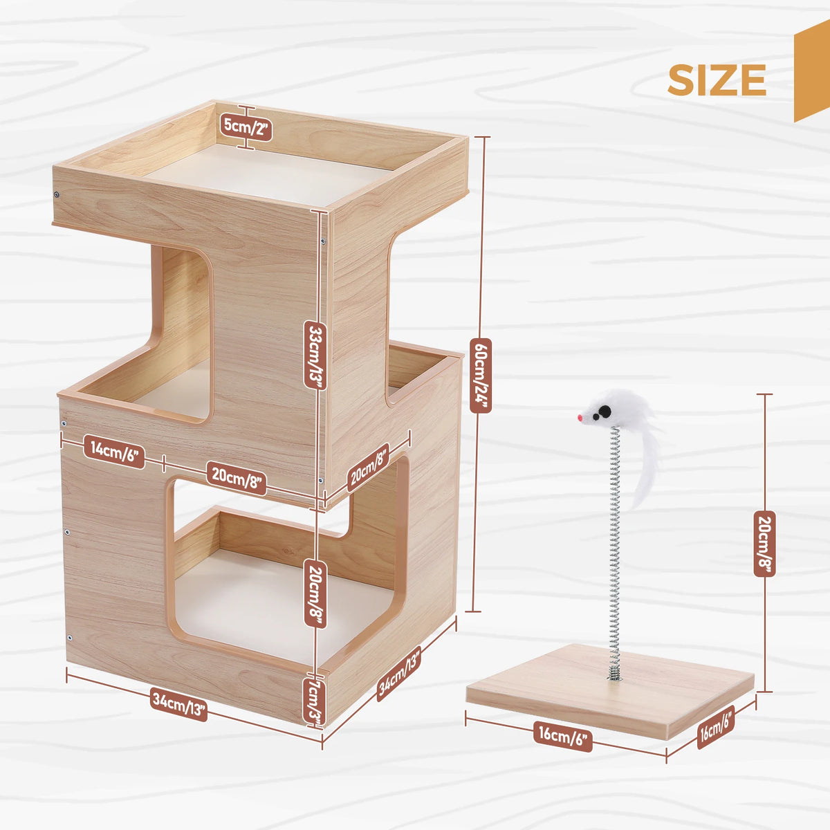 Pawz Road Modern Wood Cat Condo With Integrated Scratching Pad