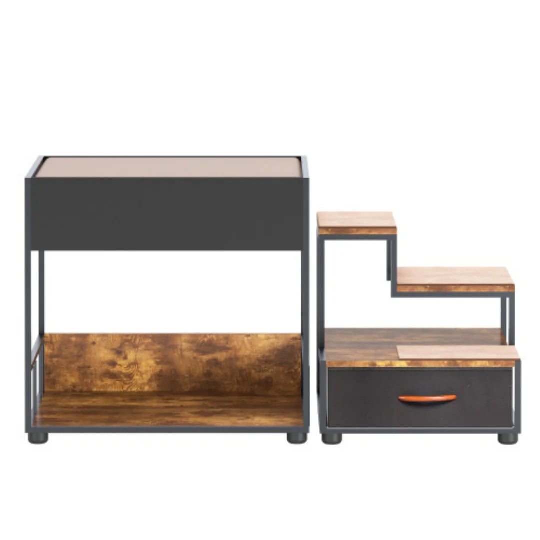 Elevated Multi Level Dog Bunk Bed With Vintage Wood Stairs