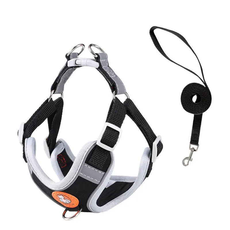 Adjustable Quick Release Dog Harness With Soft Webbing Leash