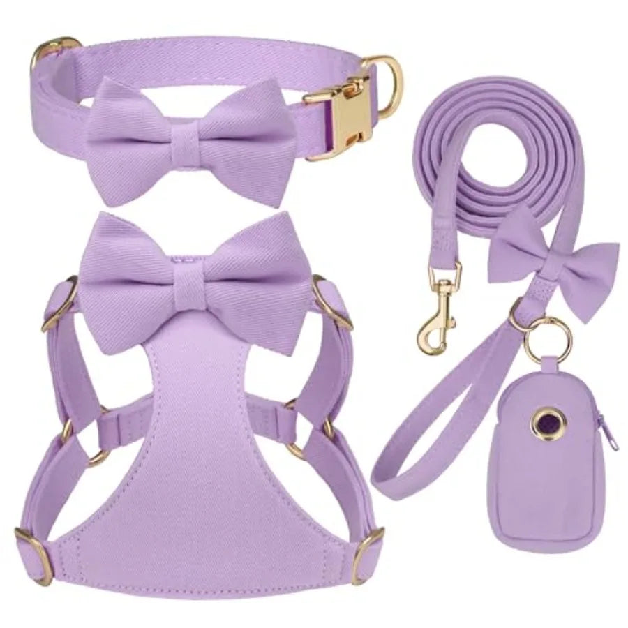 Adjustable Step In Nylon Dog Harness Collar Leash Set