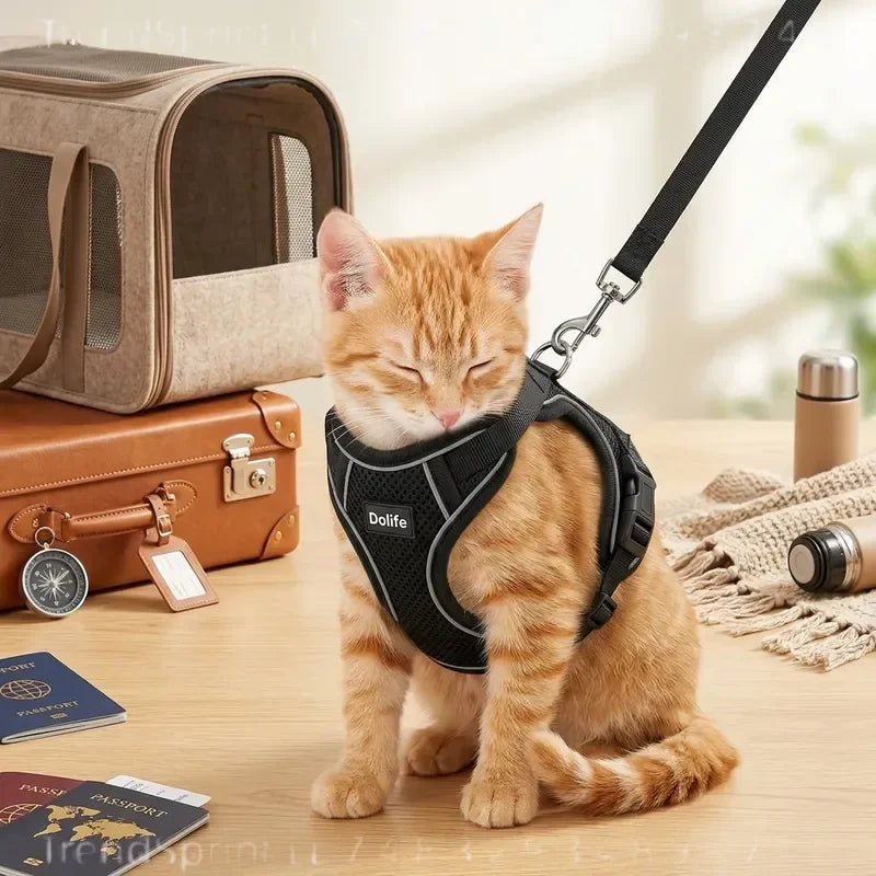 Breathable Adjustable Cat Harness And Durable Nylon Leash