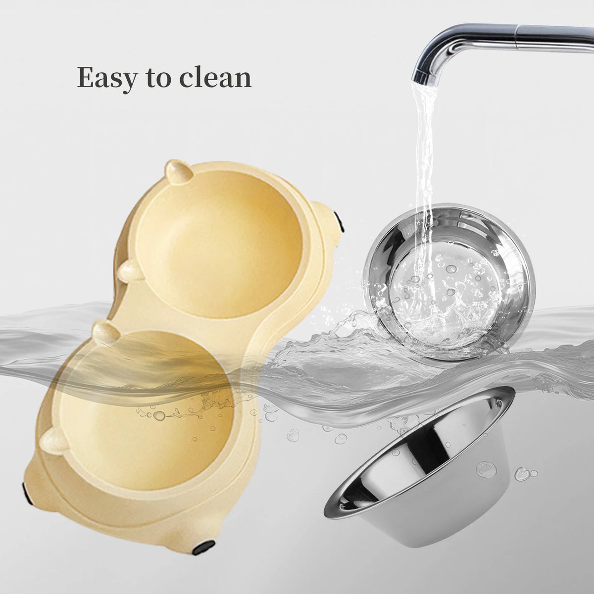 Double Stainless Steel Pet Bowl With Non Slip Rubber Base