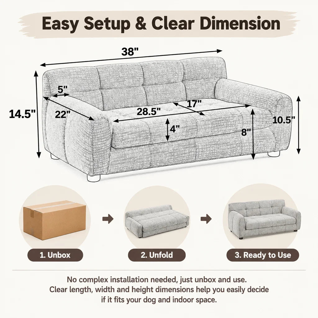 Breathable Linen Pet Sofa With Backrests And Armrests For Dogs