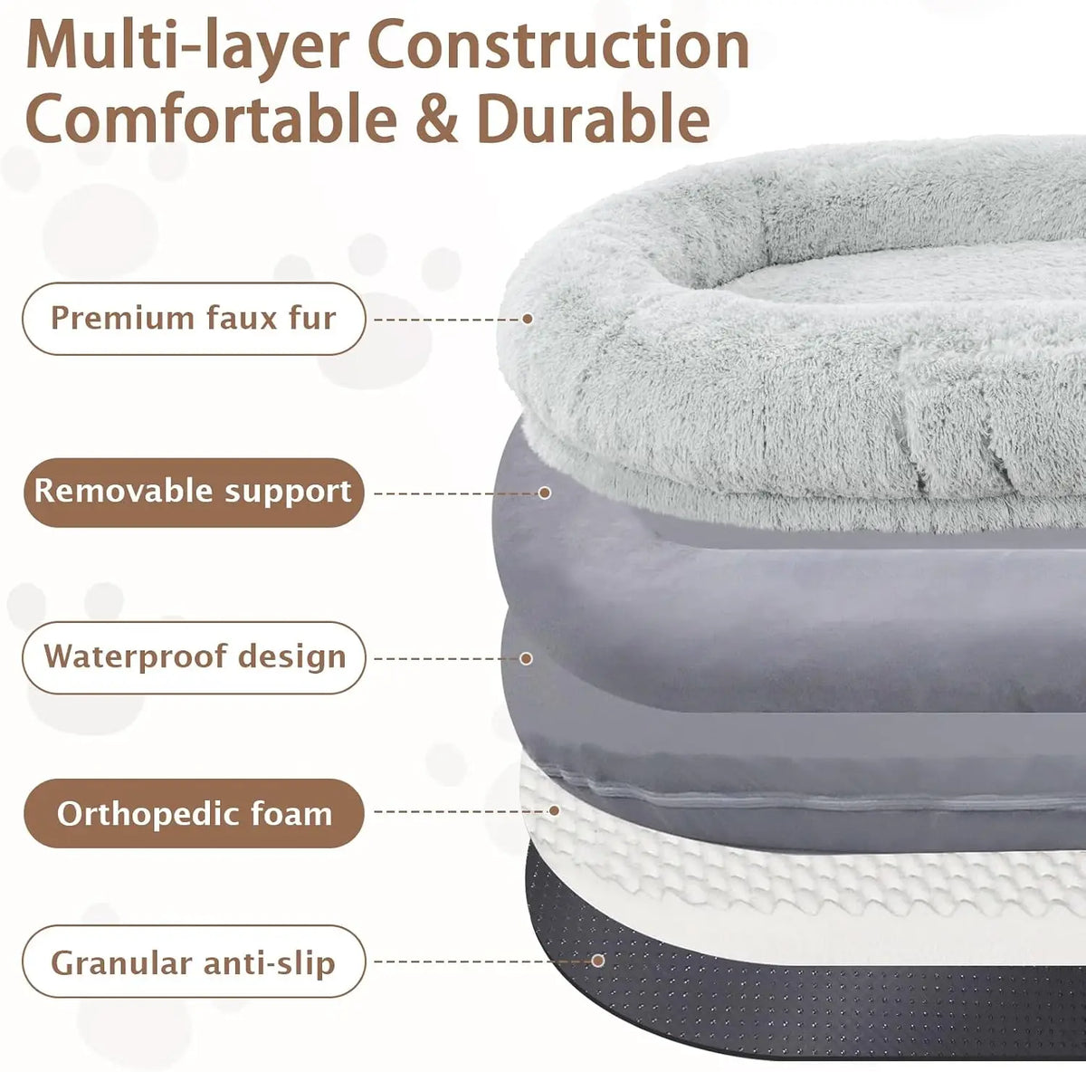 Premium Washable Giant Human And Pet Memory Foam Bed With Pillow