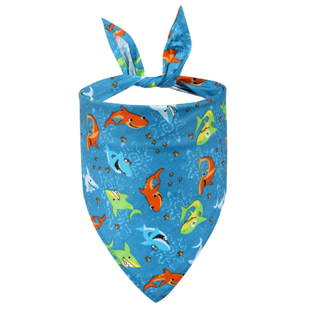 Adjustable Washable Fruit Floral Dog Bandana Soft Cloth Triangle Scarf