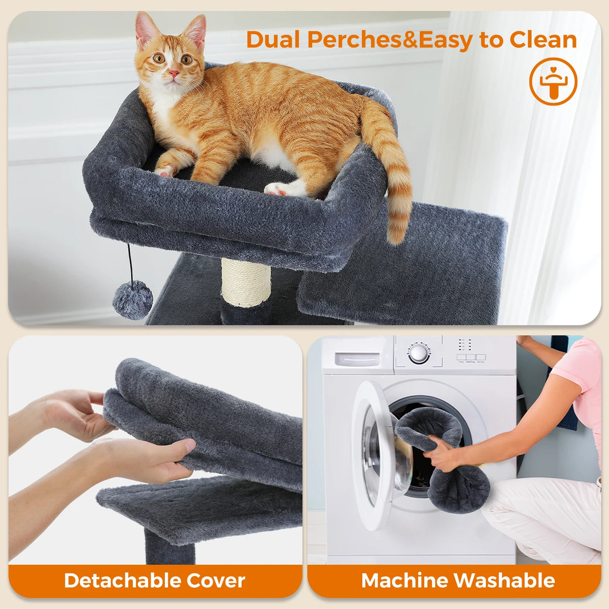 PAWZ Road Indoor Cat Tree Tower With Hammock And Scratch Posts