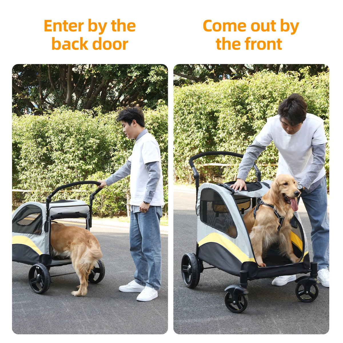 Portable Foldable Dog Stroller With Four Wheels For Pet Travel