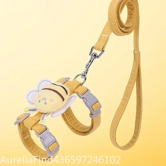 Adjustable Pet Harness Collar Leash Set For Cats And Dogs