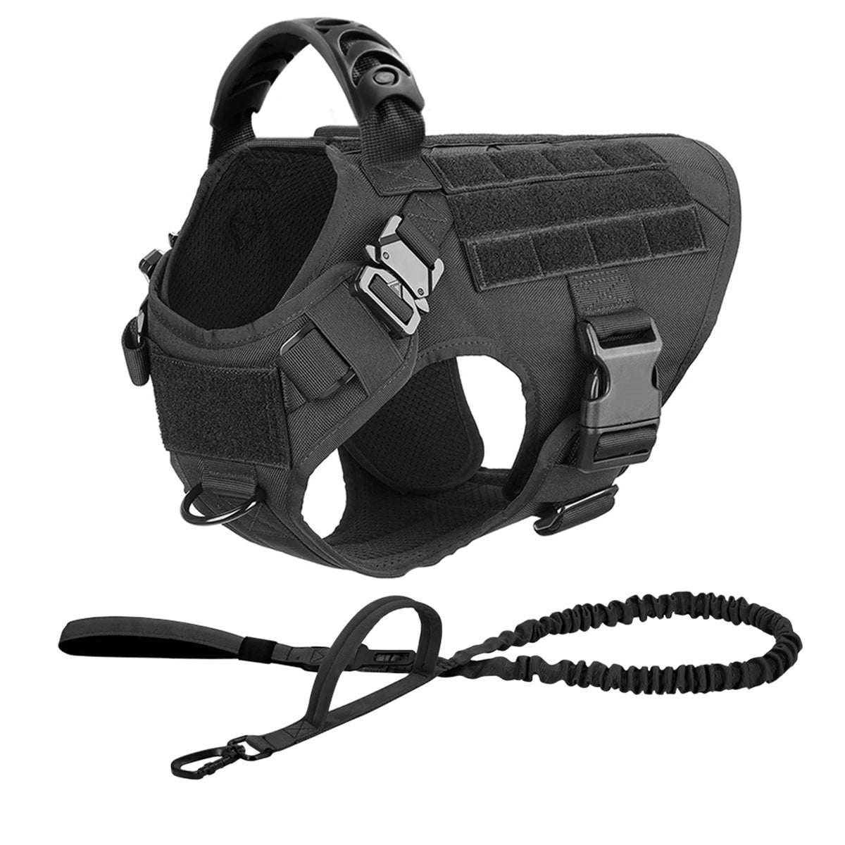 Petravel Tactical Dog Harness Leash Set for Military Pets