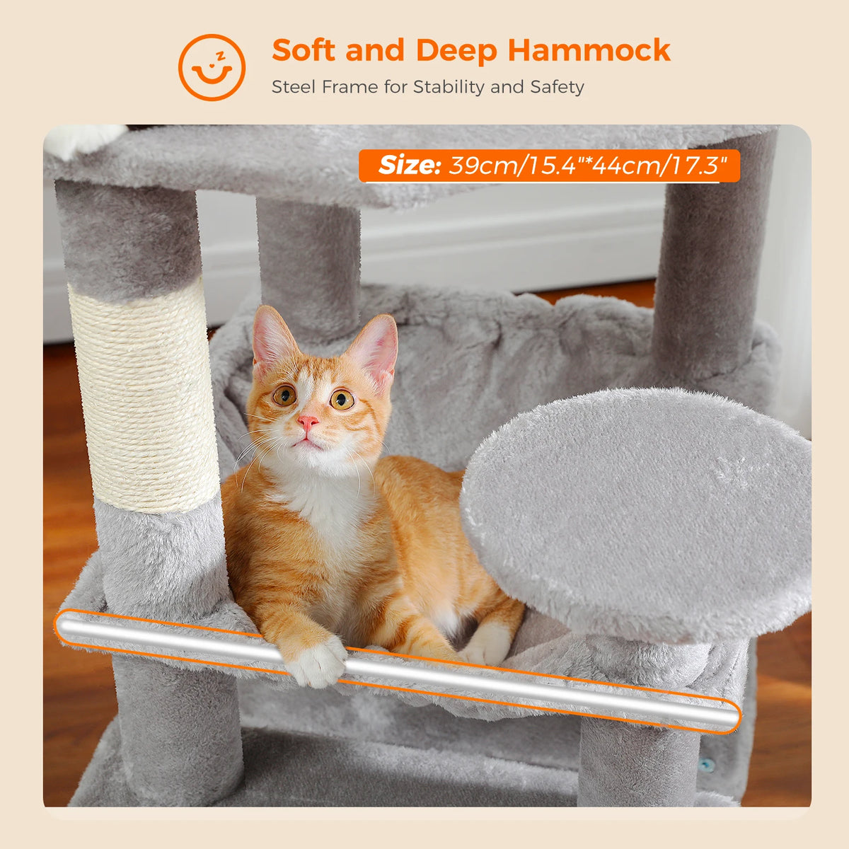 PAWZ Road Indoor Cat Tree Tower With Hammock And Scratch Posts
