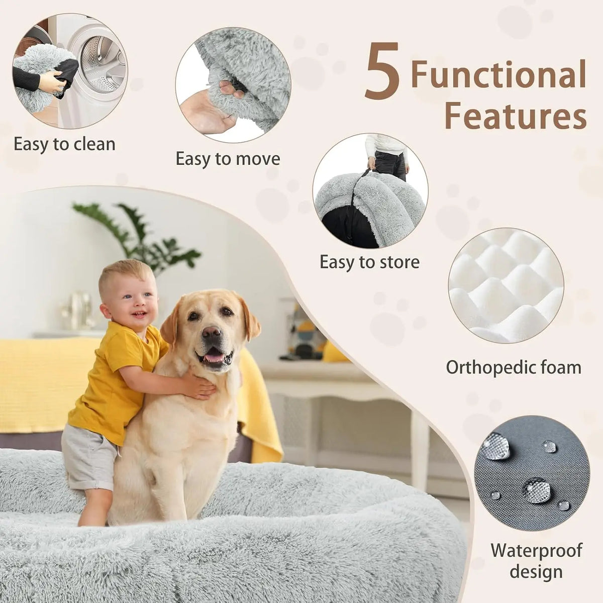 Premium Washable Giant Human And Pet Memory Foam Bed With Pillow