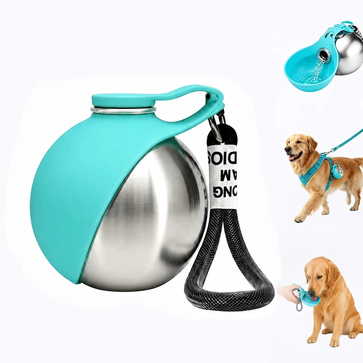 Foldable Stainless Steel Pet Water Dispenser Leak Proof Travel Cup