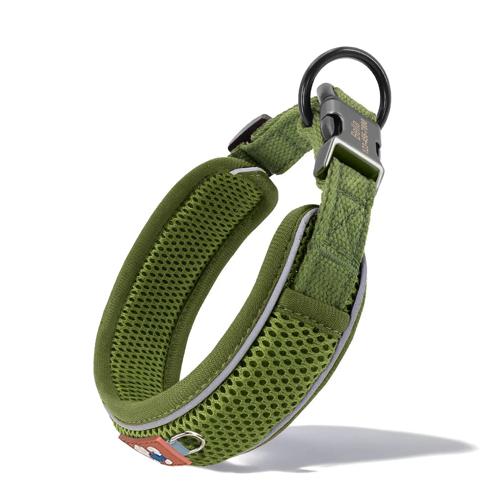 Personalized Reflective Mesh Dog Collar Featuring Padded Comfort