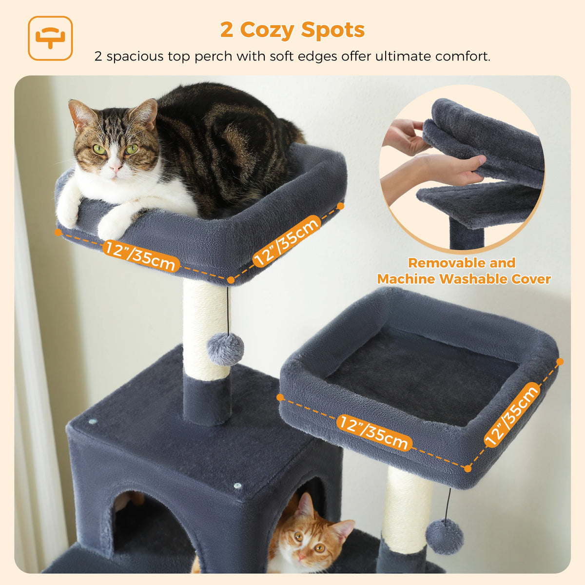 PAWZ Road Indoor Cat Tree Tower With Hammock And Scratch Posts
