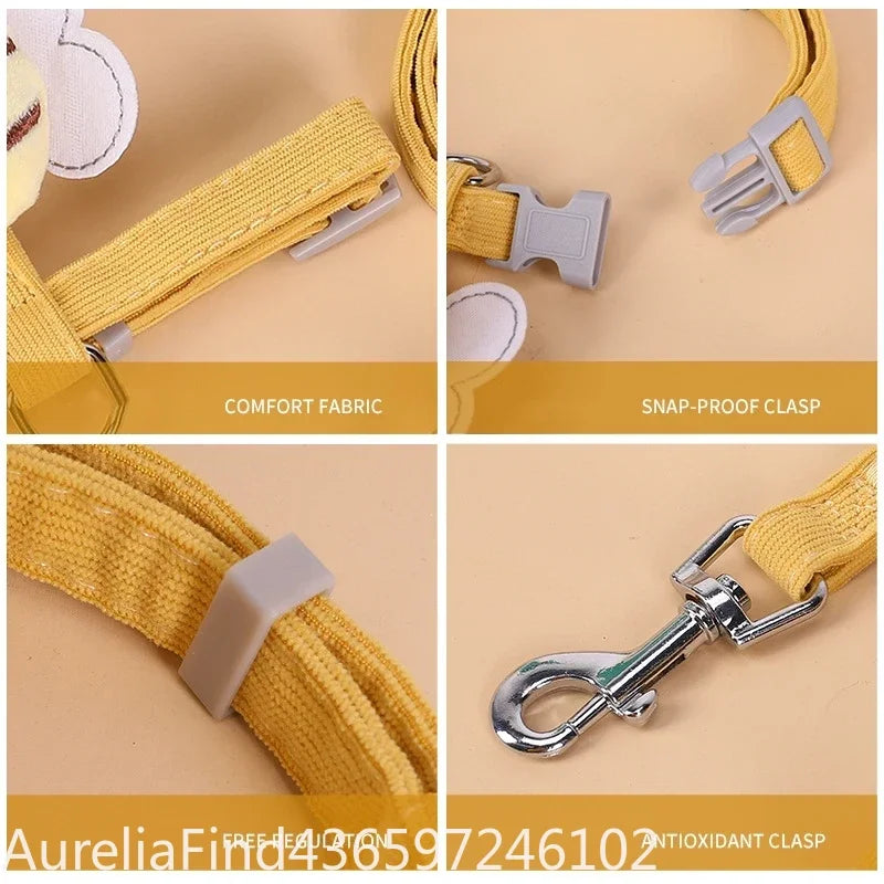 Adjustable Pet Harness Collar Leash Set For Cats And Dogs