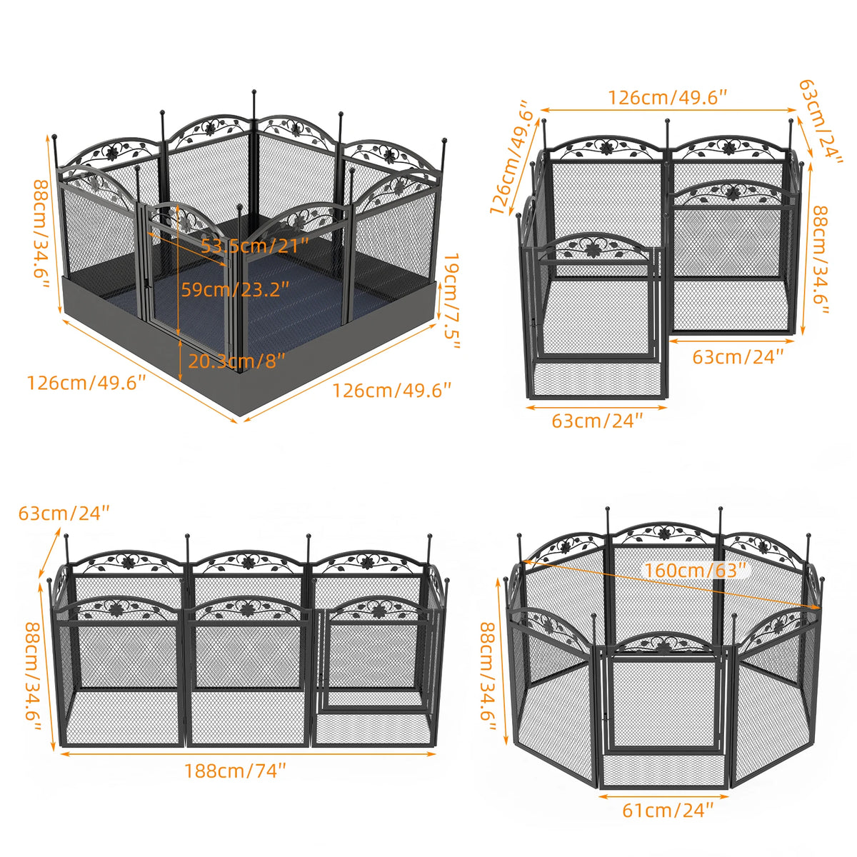 Bingopaw Heavy Duty 8 Panel Metal Dog Playpen Indoor Outdoor