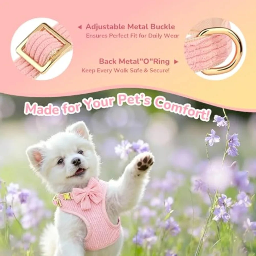 Breathable Cotton Adjustable Dog Harness With Leash Set