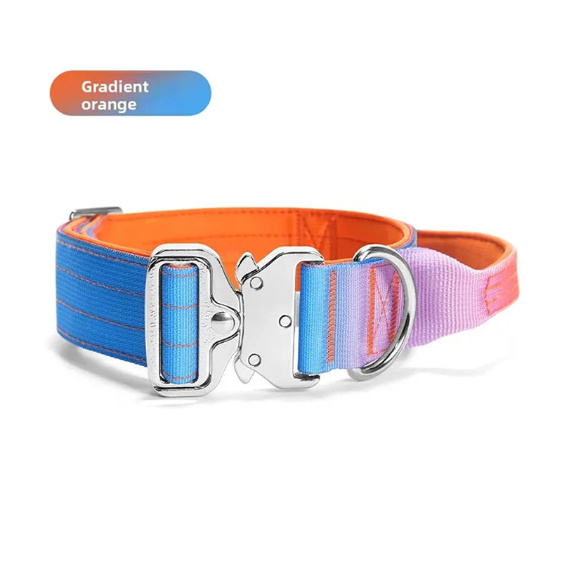 Heavy Duty Tactical Dog Collar With Handle Metal D Ring