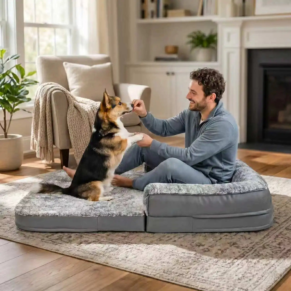 Bingopaw Orthopedic Pet Floor Bed With Washable Cover And Handles