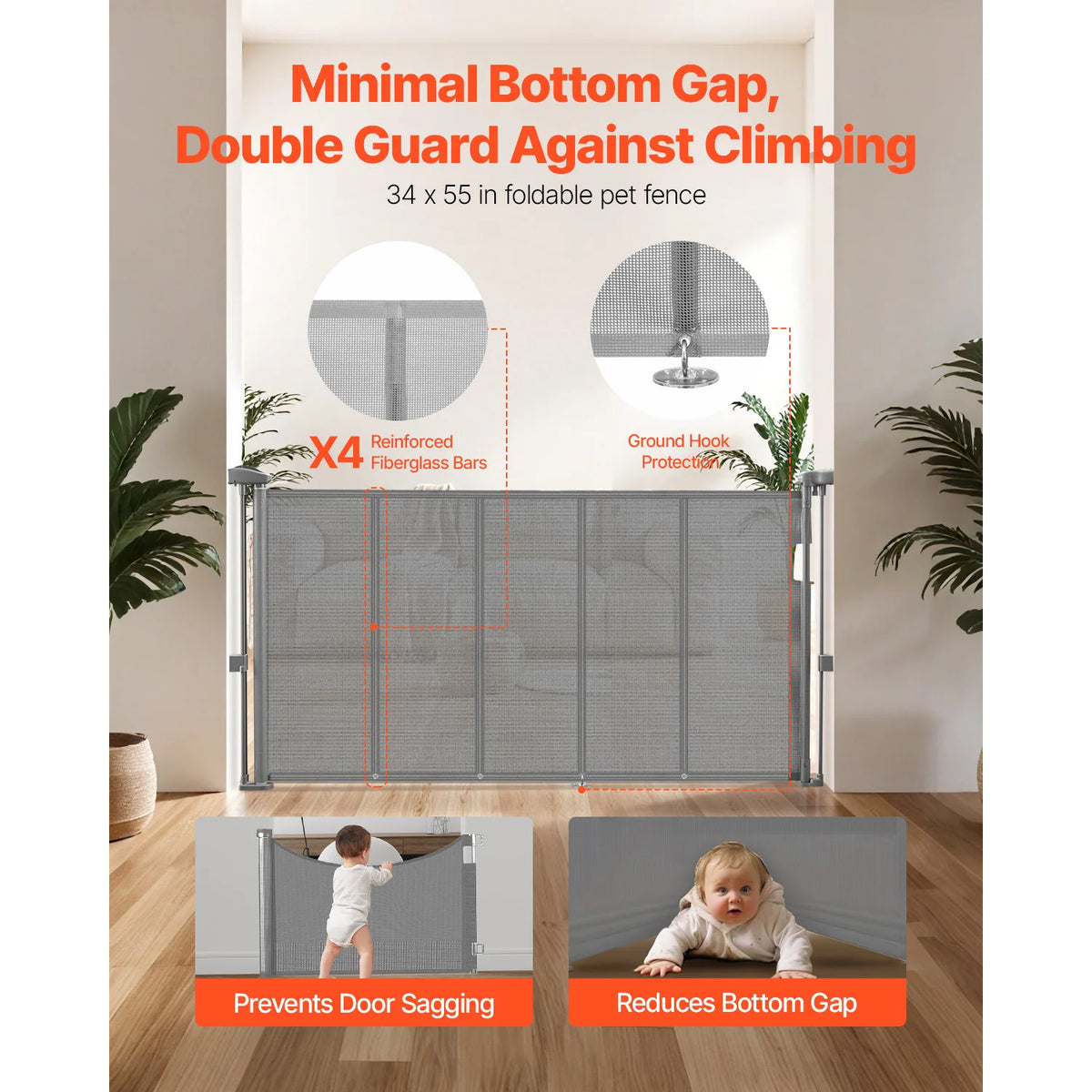 SucceBuy Retractable Adjustable Mesh Baby And Pet Gate