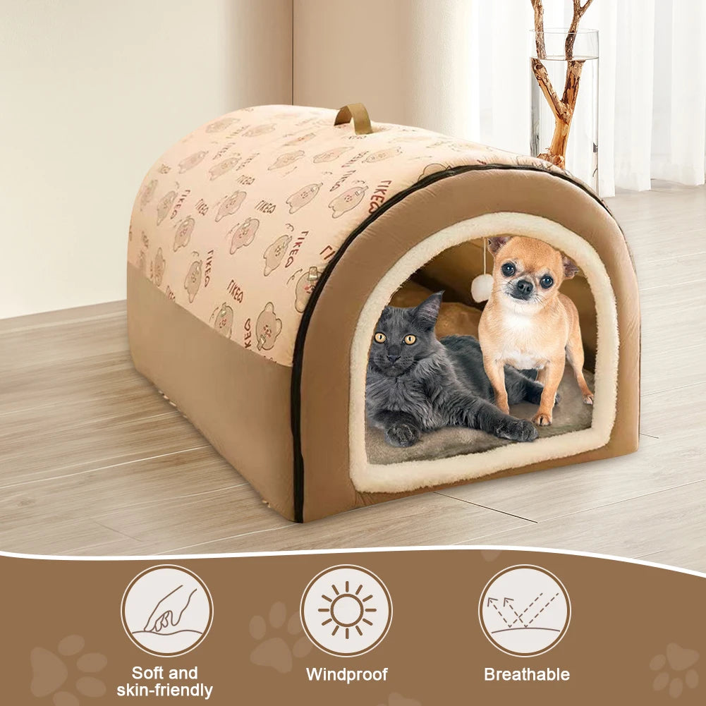 Washable Detachable Velvet Cave Bed House For Dogs And Cats