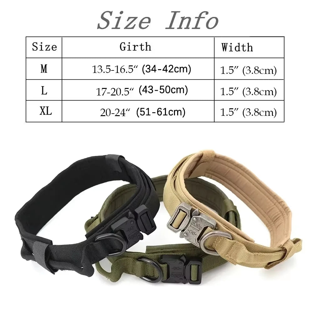 Adjustable Tactical Dog Harness Collar Leash Set Nylon Outdoor Vest