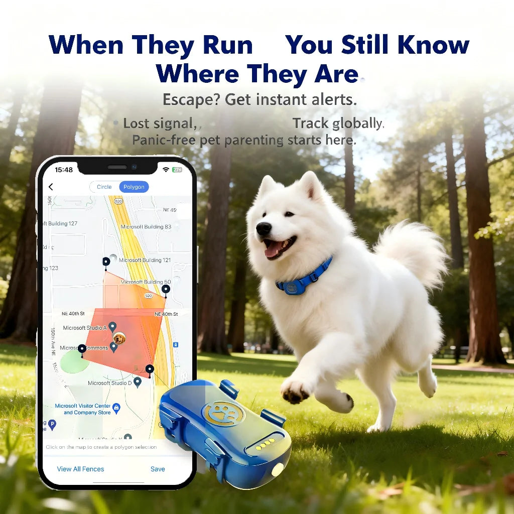 Wanwaytech 4G LTE GPS Pet Tracker Dogs Cats QR Locator