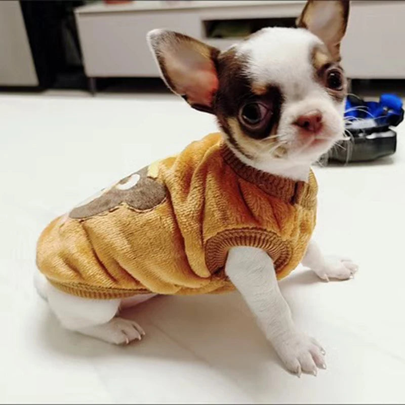 Cute Printed Fleece Sweater for Dogs in Autumn and Winter